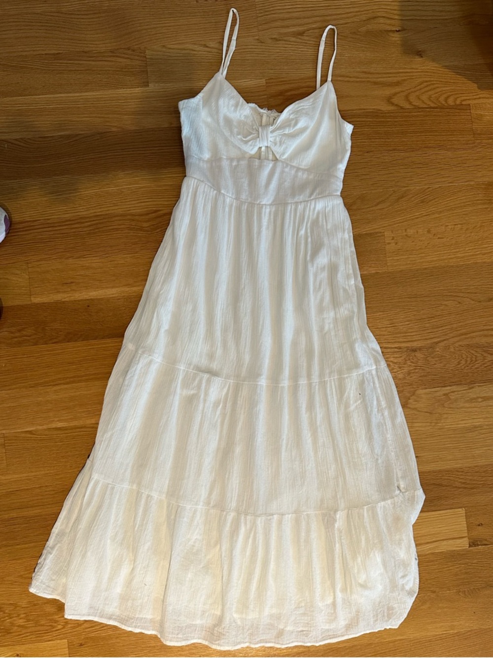 Kookai White Spaghetti-Strap Tiered Maxi Dress